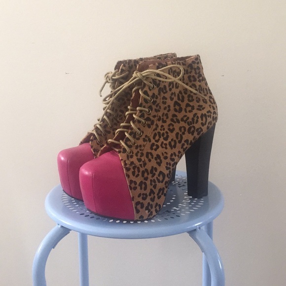 Jeffrey Campbell Cheetah Pink Lita Bootie 8 - Picture 1 of 5